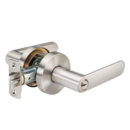 YALE REAL LIVING YH Collection Kincaid Lever with Flat Round Rose Keyed Entry Lock with Kwikset Keyway US15 (619) Sat YR71KCFR619